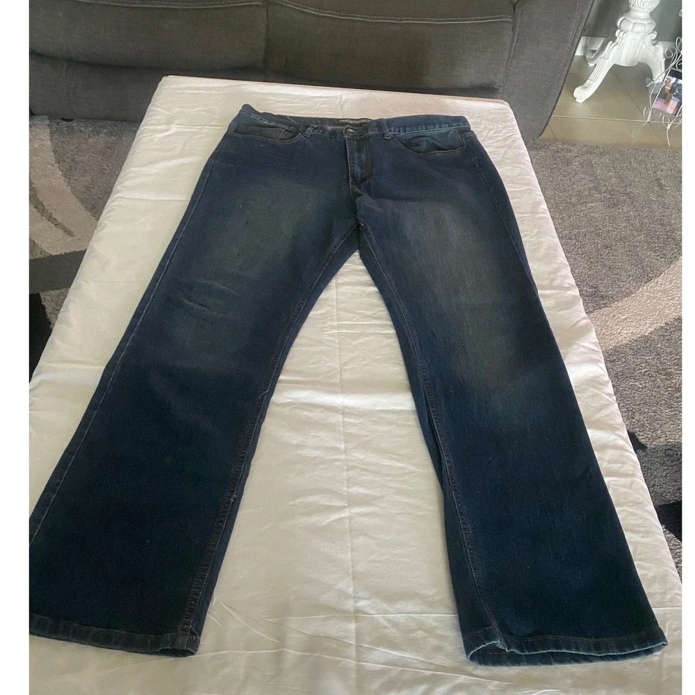 Recycled Blues Mens Slim‎ Fit Dark Wash Denim Jeans 36x32 Blue